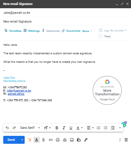 Setting up an Organization-Wide Signature Inside a Google Doc