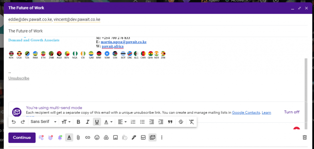 Gmail Multi-send mode