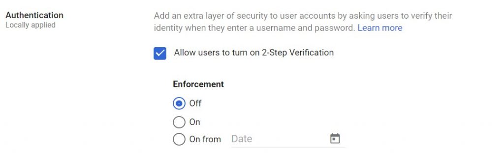 Turning off 2-step verification