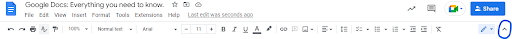 Google Docs toolbar