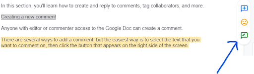 Highlighting the section you wish to make a suggestion