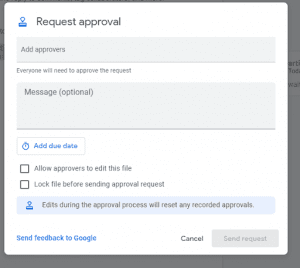Sending a request for a Google Doc Approval