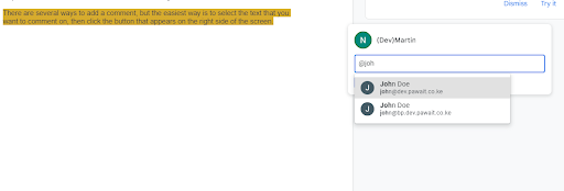 Tag someone in Google Docs Editor