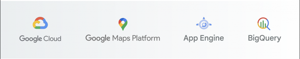 Google Cloud, Google Maps Platform, App Engine, BigQuerry
